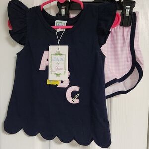 Jax Navy and Pink ABC Ruffle Set